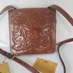 NWT PATRICIA NASH Tooled Leather Adjustable Crossbody Boho Festival Southwestern